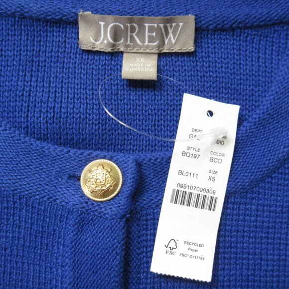 NWT J.Crew Emilie Sweater Lady Jacket in Bright Cobalt Cotton Knit Cardigan XS - Picture 4 of 4